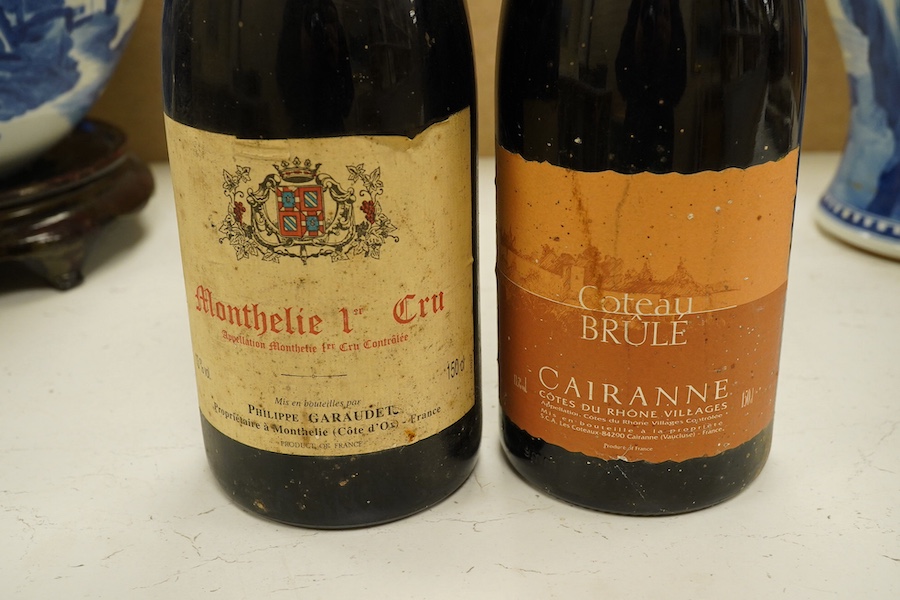 Two magnums of wine including Coteau Brûlé 2001. Condition - fair, storage history unknown